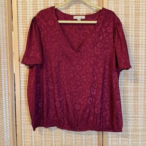 Misia Red V-Neck Blouse
